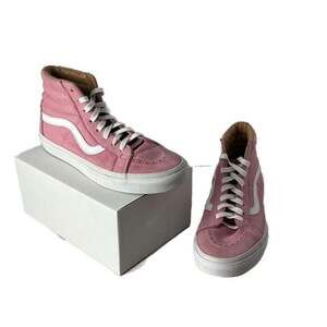Vans Pink Leather Sk8-Hi High Top Sneakers Y2K‎ Streetwear W8